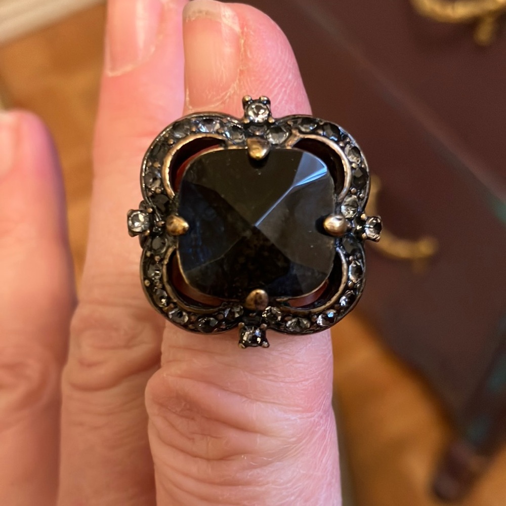 Lucky Brand Cocktail Ring with Black Stone
